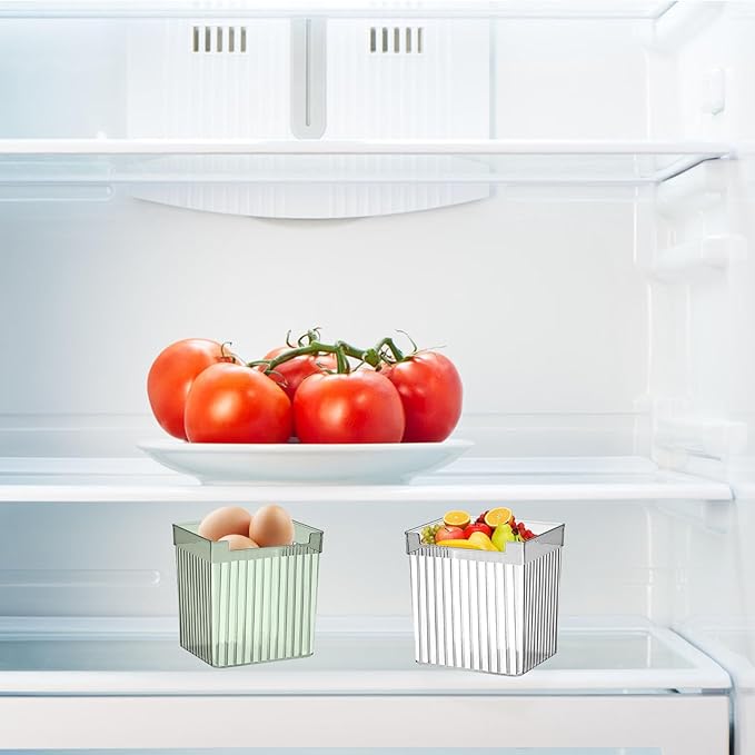Clear Plastic Storage Bin, Refrigerator Organizer Bin, Translucent Multifunction Freshness Keeping Refrigerator Storage Organizer Bin for Fruits and Vegetables (Dark Green)