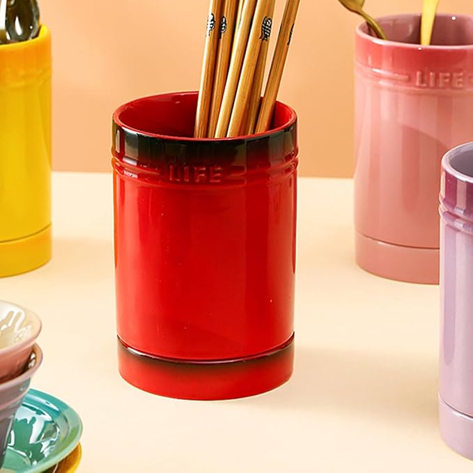 LAYUON Utensil Holder,Ceramic Utensil Crock with Cooking Tool Organizer Crock for Spoons, Spatulas, Tongs for Kitchen Decor ousewarming Gift, ,Brass