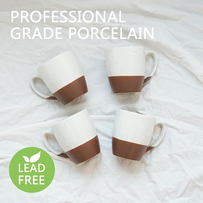 Bosmarlin Ceramic Coffee Mug Set of 4, 16 Oz, Coffee Cups with Big Handle, Dishwasher and Microwave Safe (White)