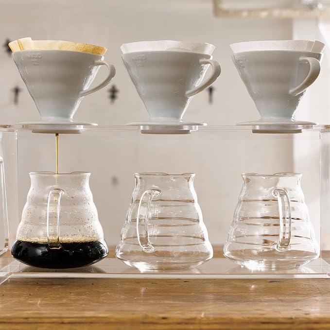 Hario V60 Ceramic Coffee Dripper Pour Over Cone Coffee Maker Size 02, White & V60 Paper Coffee Filters, Size 01, Natural, 40ct Boxed