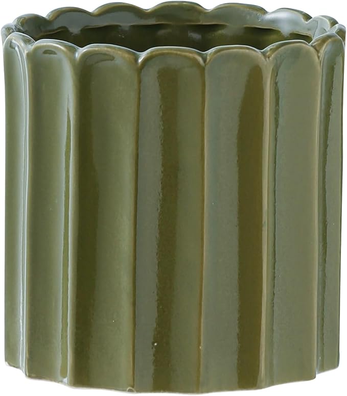 Utensil Holder, Utensil Crock Rustic 5.5 Inch Ceramic Utensil Crock for Countertop, Vintage Green Kitchen Counter Decor Heavy Large Holder for Spatulas, Spoons