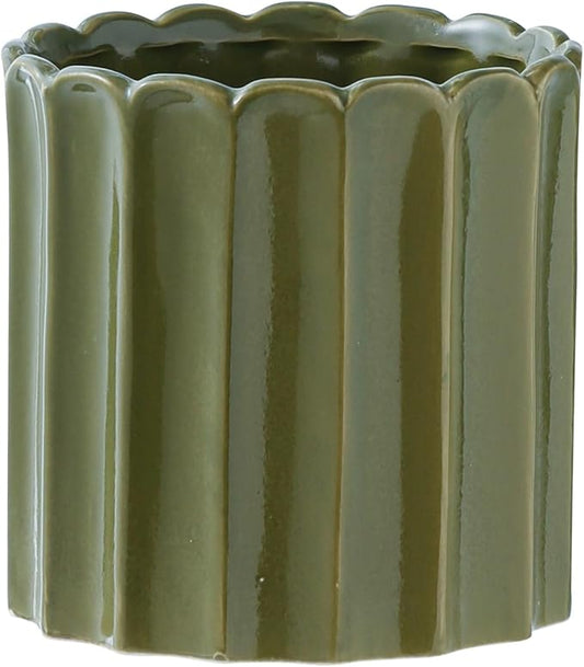 Utensil Holder, Utensil Crock Rustic 5.5 Inch Ceramic Utensil Crock for Countertop, Vintage Green Kitchen Counter Decor Heavy Large Holder for Spatulas, Spoons