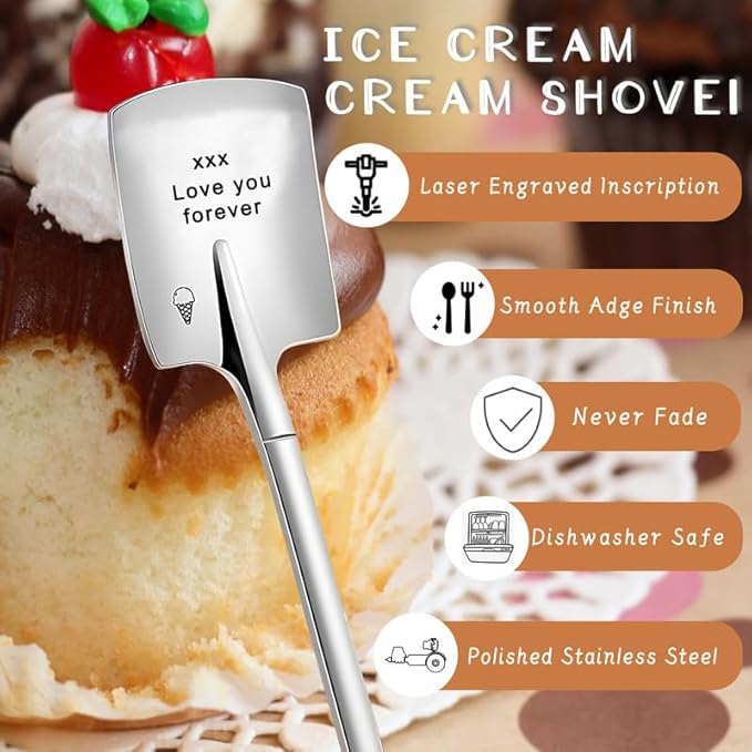 Custom Spoon, Engraved Stainless Steel Coffee Spoon - Personalized Ice Cream Spoon with Mirror Finish - Ideal Anniversary, Birthday, Christmas Gifts