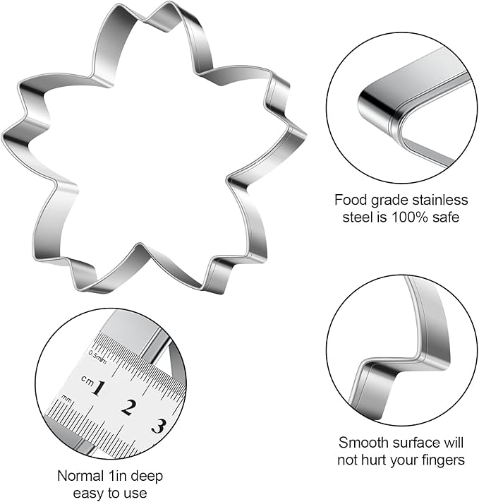 Cherry Blossoms Flower Style Cookie Cutter Christmas Biscuit Cutters New Year’s Day DIY Baking Mold, Pack of 5