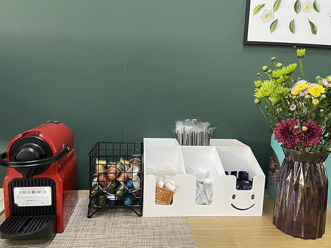 Omera Coffee Pod Holders for K Cup and Counter, Small K Cup Holder, Coffee Pod Organizer for Kcup Storage, Espresso Capsule Holder, Counter Coffee Table Bar, Tea Bag and Sugar Packet (Black)