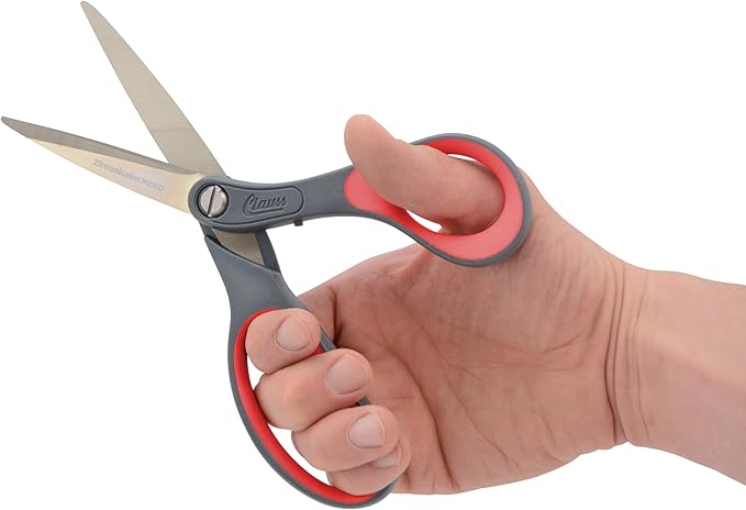 Clauss Industrial Heavy-Duty Zirconium Bonded Scissors, Ergonomic Overmolded Handle, Precision-Ground Blades, 8-Inch