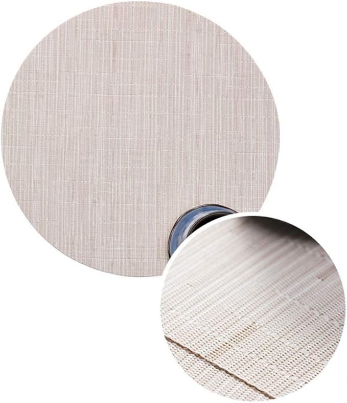 Round Placemats Set of 6 Woven Table Mats Washable Non-Slip Place Mats 13.8 Inch for Christmas Decoration Home Wedding Party,Off White