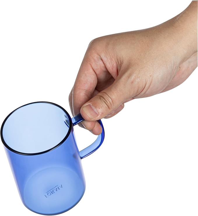 Restaurantware Glass Coffee Mug 12 Count 7 Oz Borosilicate Tea Cup with Ergonomic Handle, Dishwasher-Safe Blue Thermal Resistant Mug for Hot and Cold Drinks