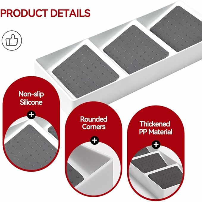 Spice Drawer Organizer,8 Pack,3 Tier Non-Slip Silicone Seasoning Jar Drawer Insert,Spice Rack Organization for Drawer,Kitchen Spice Rack Tray for Cabinet Countertop Makeup Storage