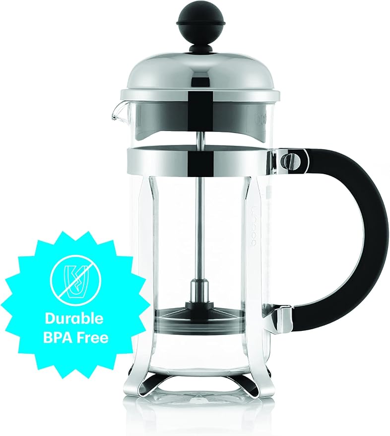 Bodum 12oz Chambord French Press Coffee Maker with BPA-Free Tritan Plastic Carafe, Brushed