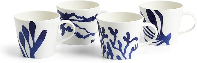 1815 Pacific Mug 13.5oz Mixed Patterns Blue Set of 4