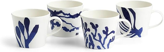 1815 Pacific Mug 13.5oz Mixed Patterns Blue Set of 4