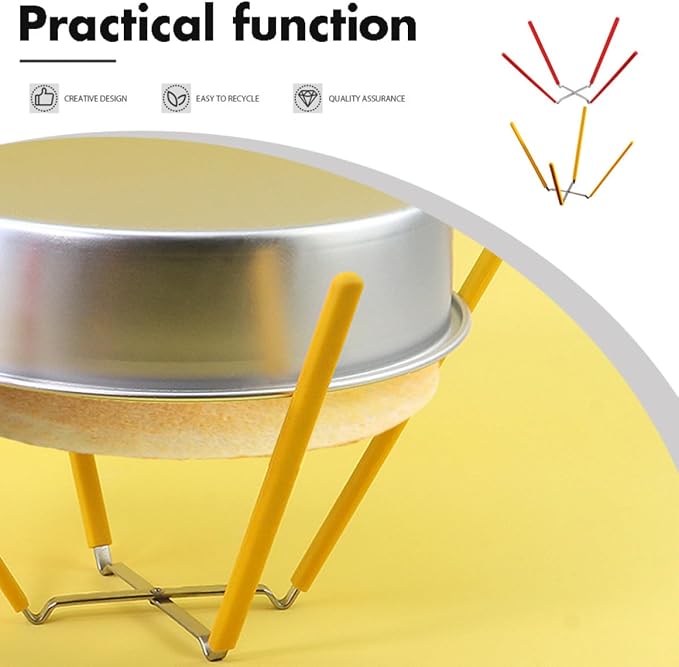 2pcs Foldable Cake Cooling Racks with Stable Four-leg Support Stainless Steel and Silicone Material Collapsible Inverted Cooling Rack for Baking and Pot