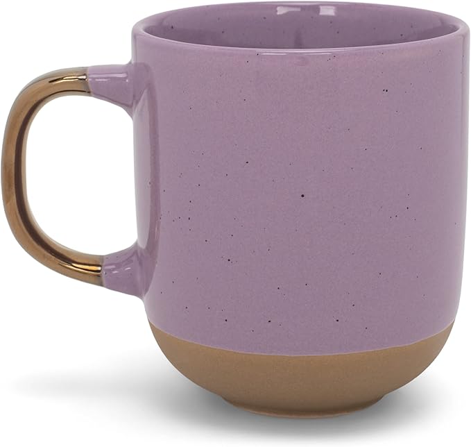 Elanze Designs Speckled 16 ounce Ceramic Mugs With Metallic Handle Set of 4, Purple