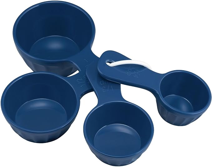 UP 4-Piece Latte Style Melamine Measuring Cups Set, Professional Nesting Baking and Cooking Tools for Liquid and Dry Ingredients, Navy Blue