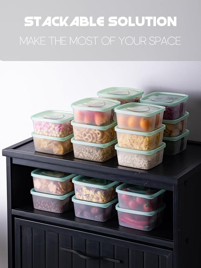 LivLab Mker 20 PCS Food Storage Containers with Lids - Reusable Meal Prep Containers Bpa-Free Freezer Lunch Boxes for Leftovers, Snack, Fruits, Salad - 10Sets | 20 fl oz | 2.5 Cups