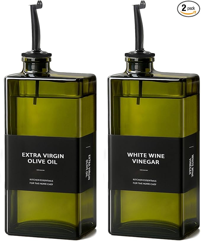 Olive Oil Dispenser Bottle for Kitchen- 16.9oz Oil Bottles UV Protection, Oil and Vinegar Dispenser Set, Drip-Free Pourer, Elegant Kitchen Essential- 16.9oz, Set of 2