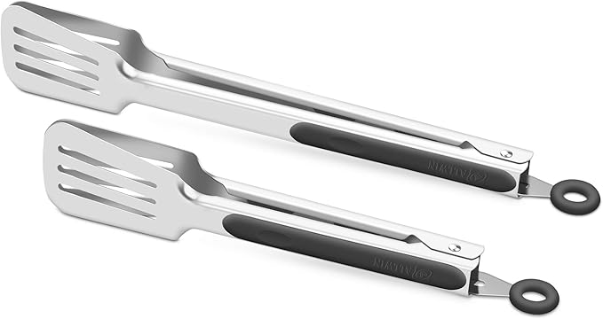 ALLWIN-HOUSEWARE W Premium 304 Stainless Steel Barbecue Turners, Heavy Duty Non-Stick BBQ Cooking Kitchen Tongs