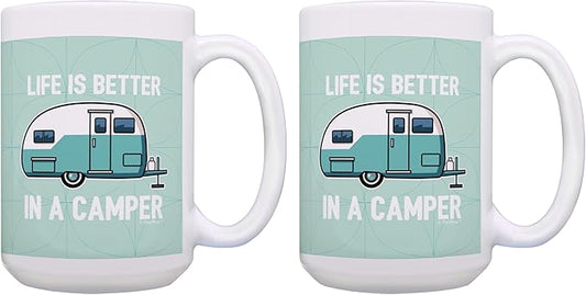 ThisWear Retro Camping Gifts Life Is Better In A Camper Mug Set