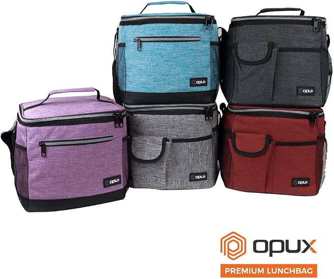 opux Extra Large Insulated Lunch Box Men Women, Lunch Bag for Work, Leakproof Soft Cooler Tote Adult, Lunch Pail, Picnic Beach Collapsible Food Bag with Shoulder Strap, Purple
