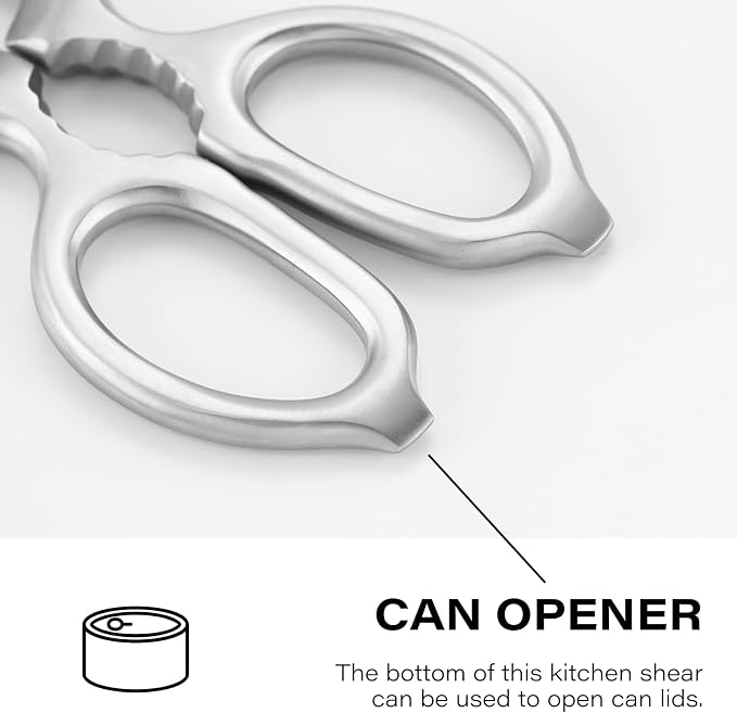 Upgraded Version of Detachable Kitchen Scissors Full-Steel Forged Stainless Steel Kitchen Shears Come Apart, Professional Chef Shears Food Scissors for Pizza Meat Bone Cutting Heavy Duty, Silver