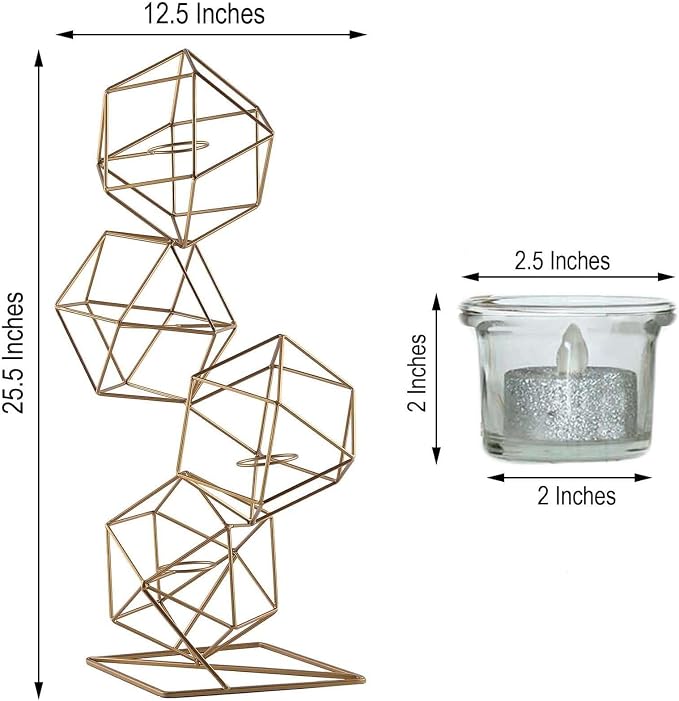 Efavormart 25.5" Tall Gold Geometric Candle Holder Set 4 Metal Geometric Centerpieces
