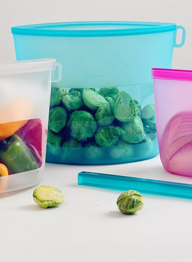 Reusable Silicone Food Storage Bags (Set of 4), Dishwasher Oven Microwave Freezer Safe, Eco-Friendly 100% Platinum, Leakproof Sous Vide Bags, Mixed, X-Large