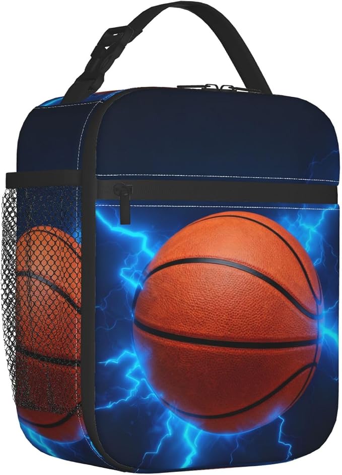 Basketball Lunch Box Insulated Lunch Bag for Adult Women Men Reusable Aesthetic Tote Lunchbox Container Work Outdoor Picnic Hiking