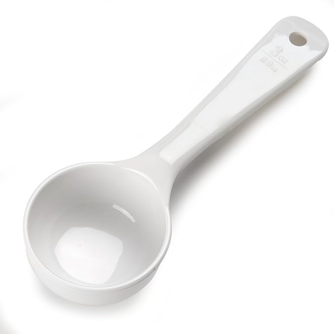 Carlisle FoodService Products Measure Miser Solid Measuring Spoon with Short Handle, 3 Ounces, White, 1 Count (Pack of 1)
