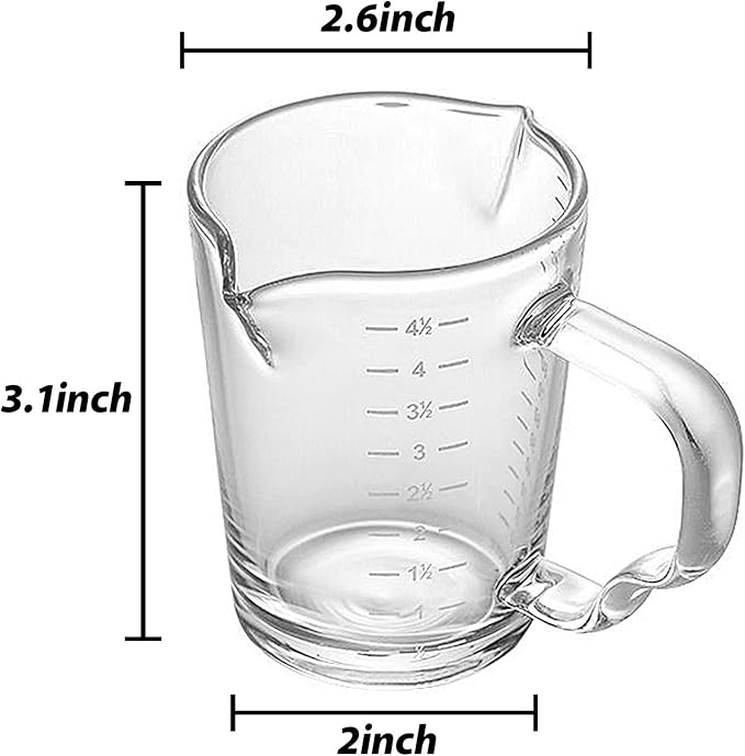 150ml Glass Measuring Cup Double Spouts Espresso Cup Shot Glass Heat-Resistant Handle Transparent Scale Ounce Measure Jugs Mixing Mug for Bar Party Wine Milk Coffee Liquid Heavy Glass Measuring Cup