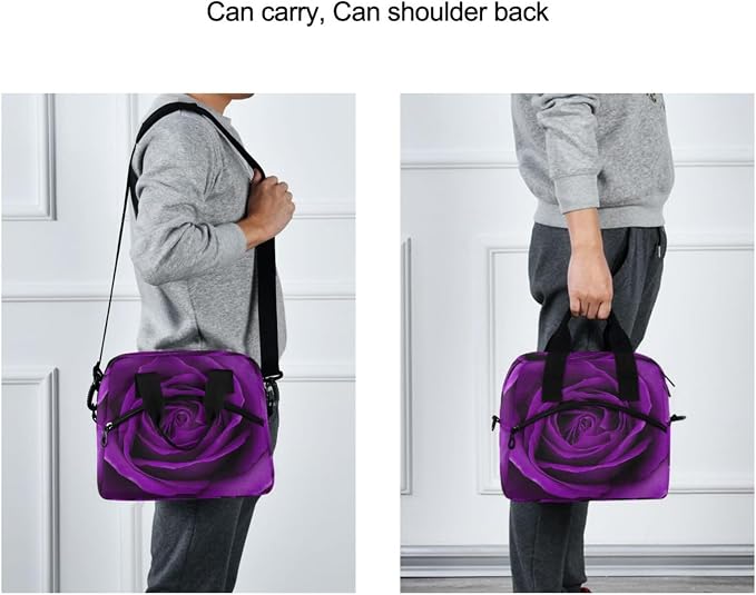 Purple Rose Insulated Lunch Bag Rose Flower Reusable Lunch Tote Bag Lunch Box for Women Men Adult Cooler Bag with Adjustable Shoulder Strap Leakproof for Work School Picnic