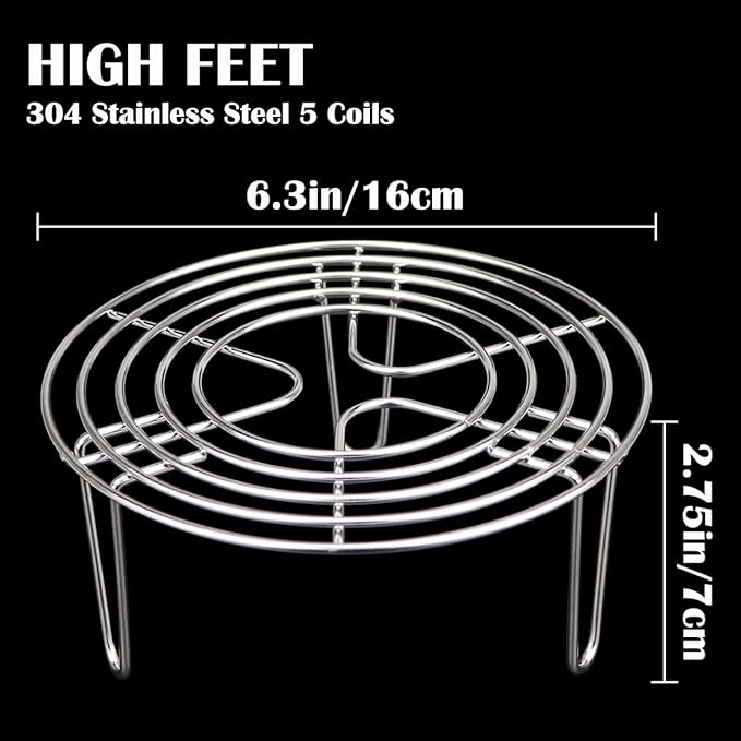 DOERDO Round Cooking Rack Cooking Trivet Rack Stand Stainless Steel Steamer Rack for Baking Canning Cooking, 16x16x7CM