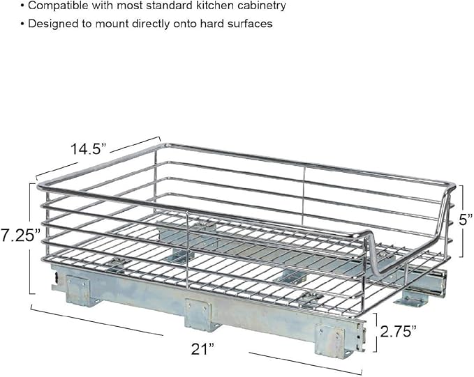 Household Essentials Chrome-Plated Steel Pull-Out Basket Organizer