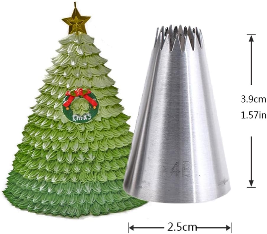 French Star Piping Tip 4B，Large 4B Icing Tip for Shells,Border, Waves, Churros &Cake Decorating,3 Pcs