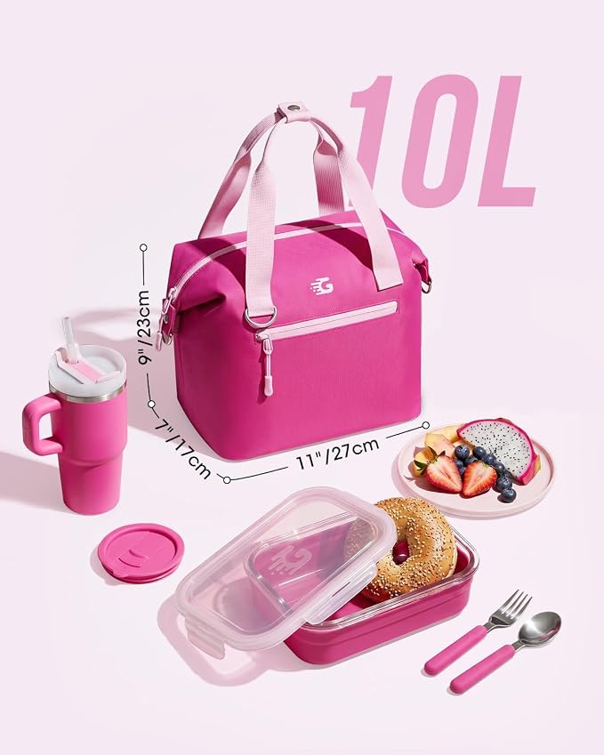 GLORIEROO Pastel Lunch Box Women | Insulated Soft Waterproof Leakproof Lunch Bag Cooler | Adjustable Strap | BPA-Free