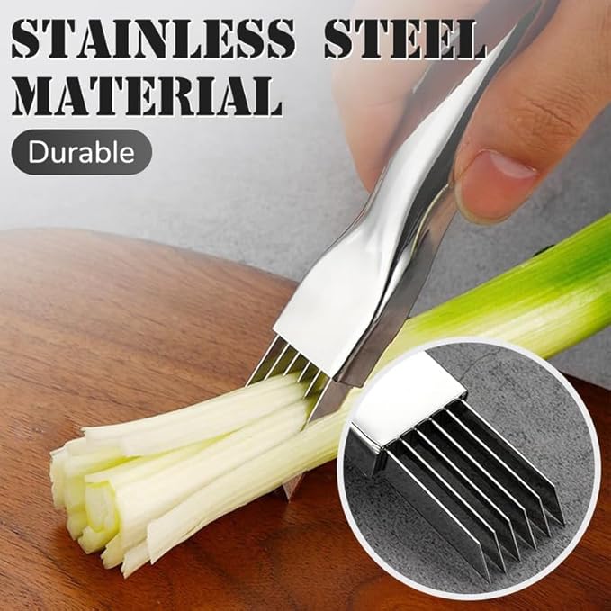 Shred Silk The Knife, 2024 New Stainless Steel Chopped Green Onion Knife, Food Speedy Chopper, Sharp Scallion Shredding Cutter, Kitchen Vegetable Cutter Household Multifunctional Food Slicer(5pcs)