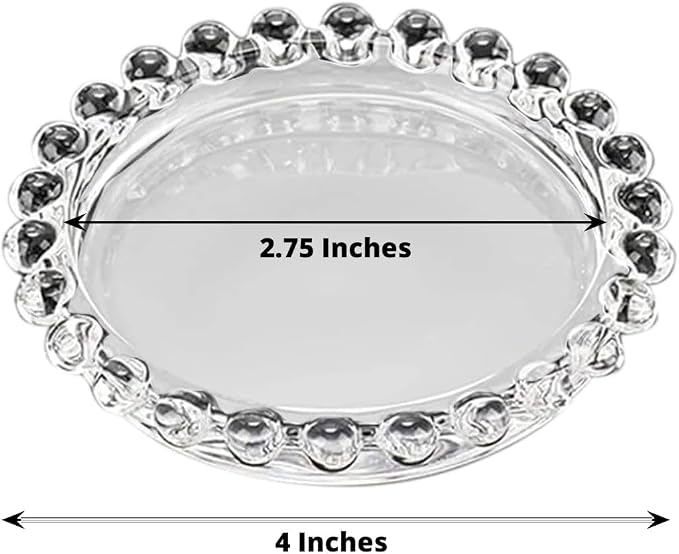 Efavormart 6 Pack Clear Glass Pillar Candle Holder Plates with Beaded Rims, Transparent Small Round Coasters Candle Trays - 4"