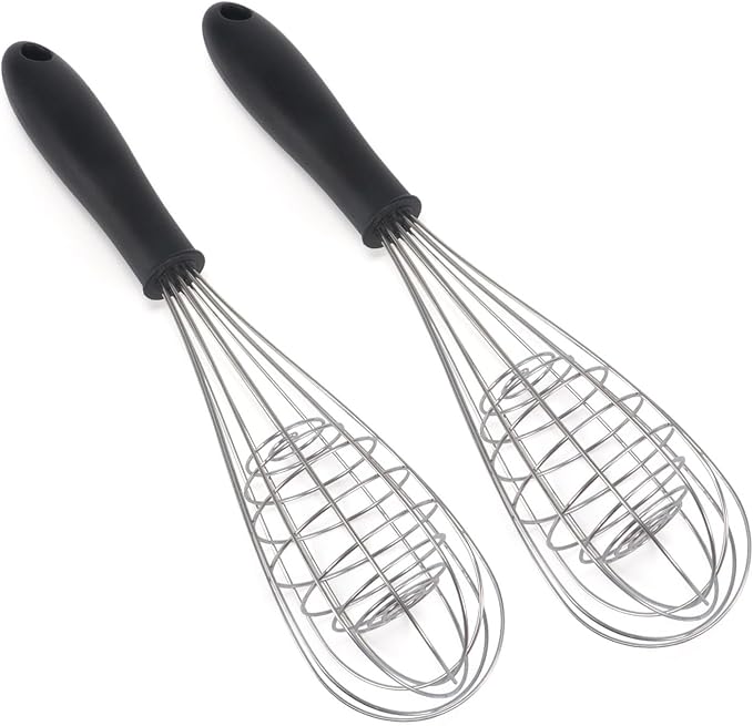 12-Inch Balloon Whisk (4 Pack), Stainless Steel Wire Whisks for Cooking, Classic Egg Beater Manual Mixer for Blending, Whisking, Beating and Stirring