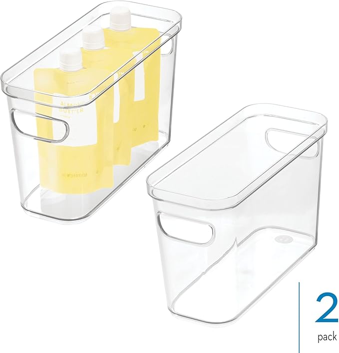 iDesign Plastic Pantry Bin for Kitchen Organizing - Storage Bin with Handles - Set of 2 - Clear