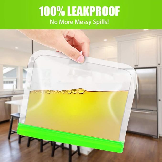 Food Storage Bag Red Silicone Food Bag Reusable Fresh-Keeping Bag Fruit Vegetable Sealed Bag Leak-Proof Ziplock Bag 5pcs 28X27cm