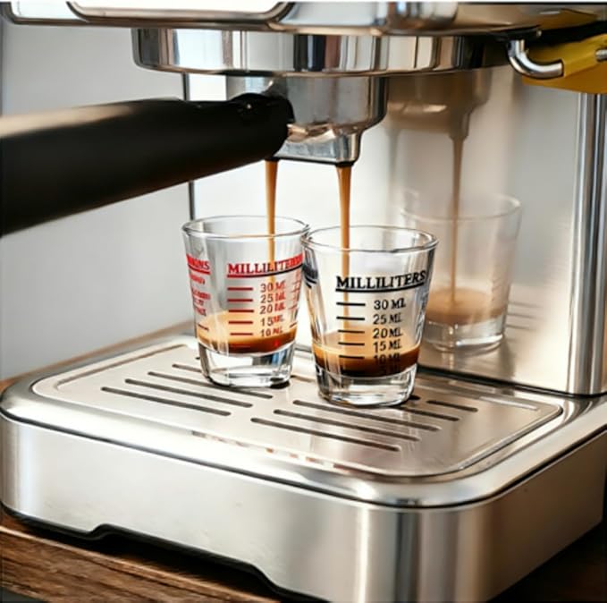 Shot Glass Measuring Cup Set of 4, Thick Base and Smooth Edge Small Measuring Cup for Espresso and Liquor, Easy Cleaning with Four Units of Measurement (1 oz, 2 Tbs, 6 Tsp, 30 ml)