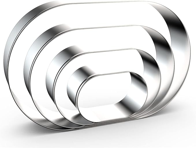 Pill Capsule Long Oval Cookie Cutters - 5 Inch, 4 Inch, 3 Inch, 2 Inch - Geometric Frame Plaque Cookie Cutter Set Fondant Biscuit Molds - Stainless Steel