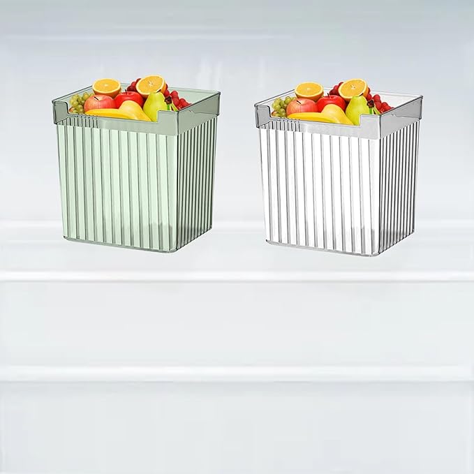 Clear Plastic Storage Bin, Refrigerator Organizer Bin, Translucent Multifunction Freshness Keeping Refrigerator Storage Organizer Bin for Fruits and Vegetables (Dark Green)