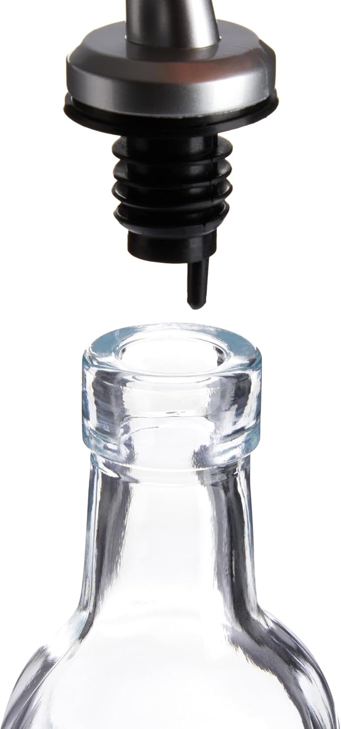 Juvale Olive Oil Dispenser Bottle - 17 Fl Oz (500 ml), Clear Glass, 2-Pack - Oil & Vinegar Set for Kitchen - Airtight Pour Spouts & Lever-Release Lids - Salad Dressing Container & Vinegar Dispenser