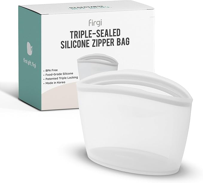 Reusable Silicone Food Storage Bag, 6 Cups, Large Container, Made in Korea BPA-Free Platinum Silicone, Triple-Airtight Freezer Bag, Microwave Safe, Sous Vide, Meal Prep, 51oz, White | Reusable