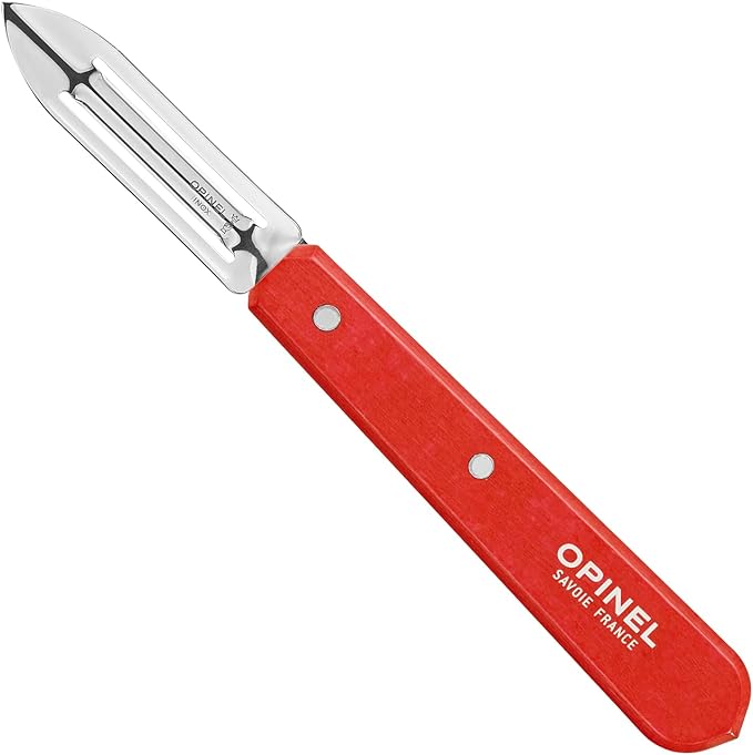 OPINEL Essential No.115 Peeler, Hornbeam Wood Handles, Made in France (Red)