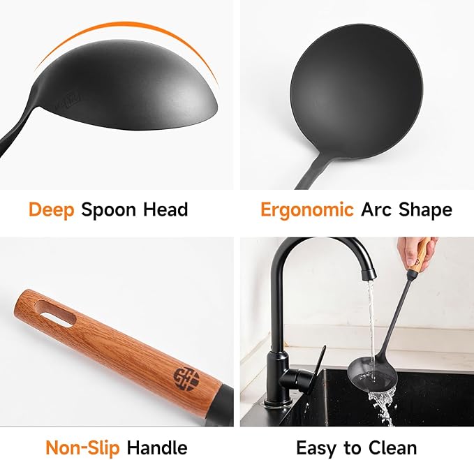 WANGYUANJI lron Spoon Soup Ladle Tool,14.37 inches Premium lron Spoon - Durable and Versatile Cooking Utensil