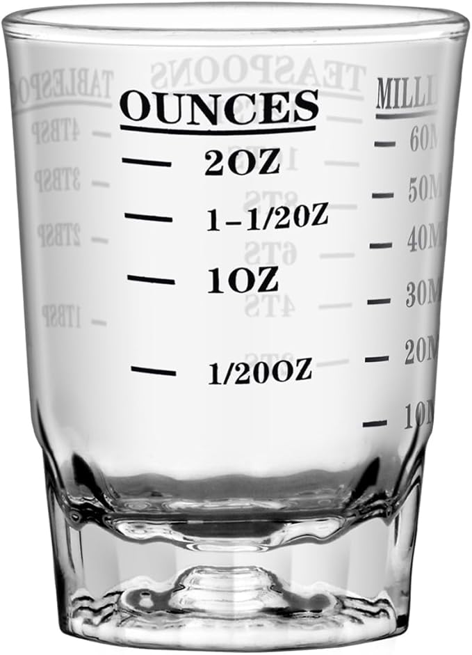 2 OZ 4 Features Shot Glasses Measuring cup Liquid Heavy Glass Wine Glass Espresso Shot -Incremental Measurement Heavy 60ML (1, Black)