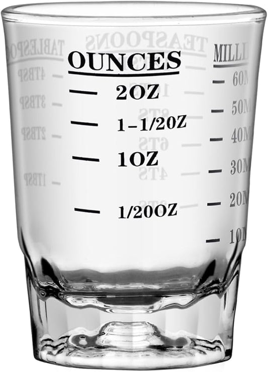 2 OZ 4 Features Shot Glasses Measuring cup Liquid Heavy Glass Wine Glass Espresso Shot -Incremental Measurement Heavy 60ML (1, Black)