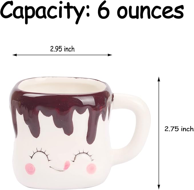 Marshmallow Mugs Set of 4 with Handle Marshmallow Cups Cute Mugs for Kids Hot Chocolate Cocoa Mug Gifts for Kids Women Christmas Mother's Day Set 6OZ